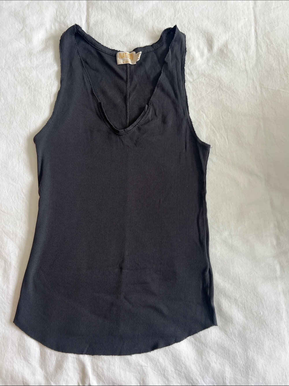 Nation LTD Black Ribbed V-Neck Tank
